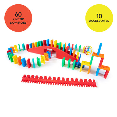 Bulk Dominoes Kinetic Kit with basic template and spinner and bridge with icons