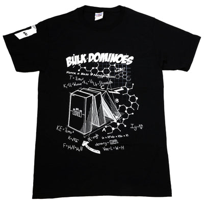 black shirt bulk dominoes tech logo front