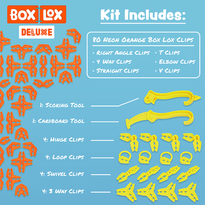 Box Lox kit includes 80 regular Orange pieces with 18 deluxe gold pieces