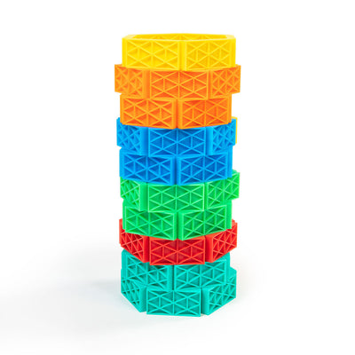 Bulk Dominoes Kinetic Kit with basic template and spinner and bridge single tower of greatness