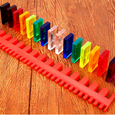 Domino Template red with clear assorted dominoes