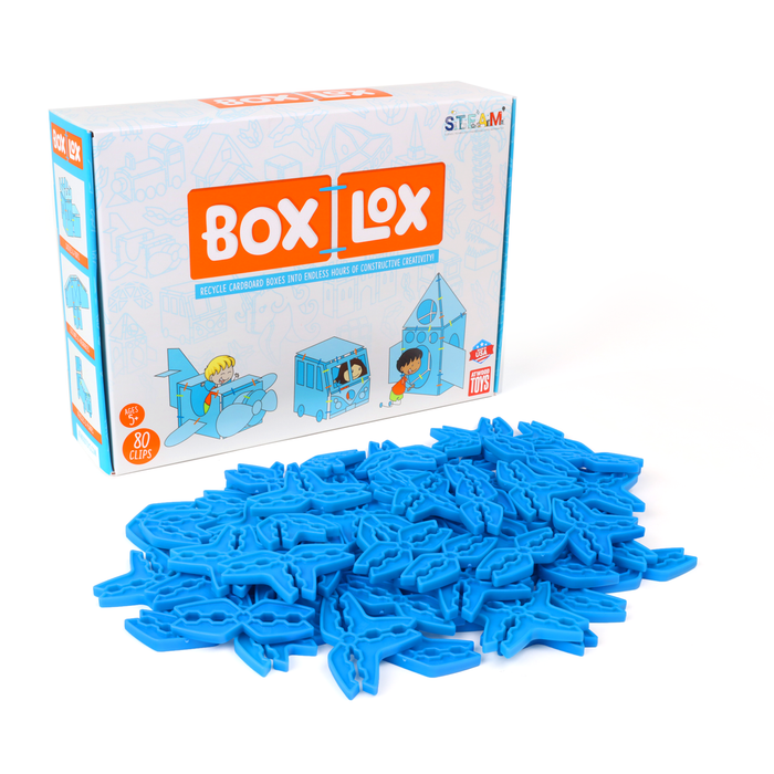 80 Blue Cardboard Building Clips | Box Lox | Atwood Toys – atwoodtoys
