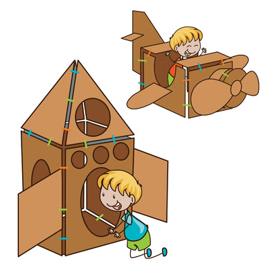 Box lox kit blue clips and cardboard sheets airplane